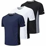 Gaiatiger 3er Pack Sport Tshirts Herren Funktionsshirt Kurzarm Herren Atmungsaktive Trainingsshirt Fitness Sport Shirt Männer Laufshirt Kurzarm,20412-Black White Navy-XL