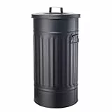 BUTLERS Retro Mülltonne Oskar 40l Mülleimer mit Deckel und Tragegriffen | Küche Abfalleimer ideal als Mülleimer für gelben Sack, Pfandbehälter, Futtertonne, Wäschetonne und Papierkorb