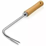 DOITOOL Manueller Unkrautstecher für Unkraut Jäten mit Holzgriff und Boden Lockern und Scharfer Spitze Unkrautentferner aus Eisen im Garten