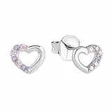 Prinzessin Lillifee Ohrstecker 925 Sterling Silber Mädchen Kinder Ohrschmuck, mit Zirkonia synth., 0,5 cm, Silber, Herz, Kommt in Schmuck Geschenk Box, 2021106