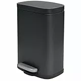 Spirella Kollektion Akira, Abfalleimer mit Pedal, 21,5 x 17,5 x 30 cm, 5 Liter, Stahl, Schwarz, 21,6 x 17,6 x 30 cm