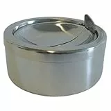 BURI Aschenbecher mit Deckel 12x6,5cm Sturmaschenbecher für draußen Windaschenbecher Edelstahl Aschenbecher für unterwegs Aschenbecher für draussen Reiseaschenbecher runder Klappaschenbecher rund