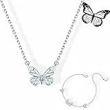 Generisch Blue Luminous Butterfly Necklace, Silver Pendant Necklace for Women, Luminous Butterfly Collection Bracelet Valentine Wedding Birthday GIft for Lover Friend (Blue)