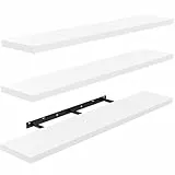 AMADA HOMEFURNISHING 90cm Schweberegal, Wandregal weiß für Badezimmer/Wohnzimmer/Schlafzimmer/Küchendekoration, Regal Wand mit unsichtbaren Halterungen, dreiteiliges Set – AMFS45W
