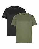 DANISH ENDURANCE Sport Tshirt Herren, Laufshirt, Muskelshirts, Atmungsaktiv, 1er oder 2er Pack Mehrfarbig (1x Schwarz, 1x Olivgrün) XL
