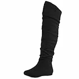 Nature Breeze oberschenkelhohe, dehnbare Damenstiefel, Schwarz (schwarz), 38 EU