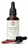 SUNDAY NATURAL® Vitamin B12 hochdosiert - 500 µg pro Vitamin B12 Tropfen – Bioaktive Formen B12 Methylcobalamin + Adenosylcobalamin – 900 Tropfen – Laborgeprüft, vegan, ohne unnötige Zusätze