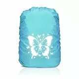 TaleMoon Regenschutz Rucksack Kinder,30-40L Schulranzen Regenhülle Wasserdicht Blau,Schmetterling Regenschutzhülle mit Reflektoren für Jungen Mädchen Schulanfänger