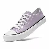 sharllen Canvas Sneakers Stoffschuhe Damen Atmungsaktive Low Top Turnschuhe Freizeit Leicht Stoff Schuhe Leinenschuhe Segeltuchschuhe(Purple 230)