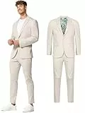 JEFF Herren JFEzra Set Anzug 2-teilig Sakko Hose Bundle | elastischer Herrenanzug Regular Fit für Männer Ecru Mix, 54