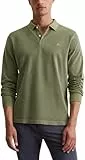 Marc O'Polo Herren Langarm-Poloshirt aus Bio-Baumwolle Regular Fit, Grün (Olive), L