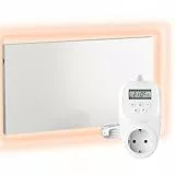 VIESTA® H700 Infrarotheizung Heizpaneel 700W 60x120cm Carbon Crystal rahmenlos Wand/Decke IP20 TÜV/GS Überhitzungsschutz 98% 70-90°C 100.000h energiesparend inkl. Plug-in TH12 Thermostat (7 Tage)