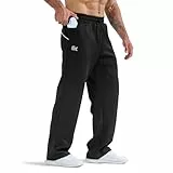 BROKIG Trainingshose Herren Extra Lange Beine, Gerade Sporthose Herren Lang Weite Freizeithose mit Reißverschlusstasche (Schwarz,S)