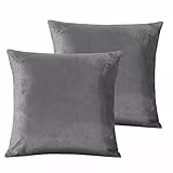 Damier 2er-Pack Kissenbezug 80x80cm Grau Winter Plüsch Kopfkissenbezug Weiches und Warm Cashmere Touch Kissenhülle Doppelpack