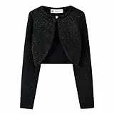 BlackButterfly Kinder Langarm Bolero Funkeln Strickjacke Mädchen (Schwarz, 5-6 Jahre)