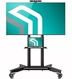 ONKRON TV Ständer rollbar für 32-75 Zoll Fernseher, max Last 60 kg, professioneller TV Standfuss höhenverstellbar mit Ablage, max VESA 600x400, Wagen Fernsehständer mit Rollen Schwarz TS1571-B