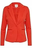 ICHI IHKATE BL Damen Blazer Kurzblazer Jacke Ein-Knopf-Blazer mit Stretch und Reverskragen, Größe:S, Farbe:Poppy Red (171664)