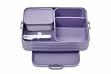 Mepal - Bento Brotdose Large TAB - Brotdose mit Bento Box - Für 2 Sandwiches oder 4 Brotscheiben - Lunchbox für kleine Snacks & Reste - Brotdose Erwachsene Essenbox mit Fächern - 1,5 l - Vivid lilac