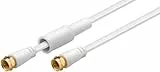 MANAX 10m SAT Koaxialkabel flach weiß F-Stecker geschirmt, vergoldet +Tülle