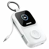 JOYROOM 5000mAh Mini Powerbank für Apple Watch 11 mit USB C Ladekabel,【LED-Display & Schlüsselanhänger】Magnetisch Tragbare Externe Handyakkus kompatibel mit Apple Watch S11/10/9/8/7/6/SE3/Ultra3-Weiß