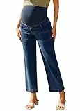 Maacie Umstandshose Umstandsjeans Hohe Taille SchwangerschaftsJeans Weites Bein