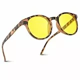 gesruny Nachtsichtbrille-Nachtfahrbrille Damen-Polarisiert-Sonnenbrille Gelbe GläSer-Nachtbrille Zum Autofahren UV400-Schutz-Night Vision Goggles Blendfrei-Leopardenbraun