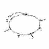 JewelryWe Schmuck Damen Armband Fußkettchen Edelstahl Schlüssel Herz Sperren Schloss Glöckchen Charmsarmband Fußkette Armkette Silber