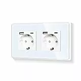 LIAONFOY Runde Doppel Wandsteckdose Typ c und USB Kombination 157mm 100-250V Kompatibel mit iPhone iPad Android Gerät Max Ladegeschwindigkeit 20W für Typ c und USB Weiße (Neutrale erforderlich)
