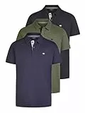 TOM TAILOR Poloshirt Herren Kurzarm Baumwolle Regular Fit 3er Set-Pack Shirt Sommer Basic Einfarbig, Größe:L, Farbe:Faded Leaf Green (34880)
