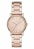 DKNY Damski zegarek Soho z trzema wskazówkami ze stopu metali, rozmiar koperty 34 mm, Różowe złoto