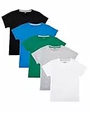 Nutria Kinder T-Shirts 100% Baumwolle 5er Pack für Mädchen und Jungen Diverse Farbsets auswählbar Eignet Sich hervorragend zum Bedrucken B01A Schwarz/Weiß/Heidegrau/Dunkelgrün/Blau 8-9 Jahre