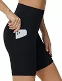 THE GYM PEOPLE Radlerhose Damen Hohe Taille Yoga Shorts mit Taschen Dehnbar Sport Kurze Leggings Sporthose Bauchkontrolle Laufhose für Fitness Workout