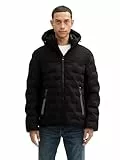 TOM TAILOR Herren Hybrid Pufferjacke mit Abnehmbarer Kapuze,29999 - Black, L