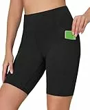 Havideto Badeshorts Damen Hohe Taille Bauchweg Schwimmshorts UV Schutz UPF 50+ Badehose Schnelltrocknend Chlorresistent Schwimmhose mit Innenslip und Taschen Verstellbarem Kordelzug Schwarz L