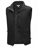 Outdoor Ventures Herren Softshell Weste mit Gefütterte Pufferwesten Wasserdichte Outdoorwesten Übergangswesten Funktionsweste mit 4 Taschen für Outdoor Arbeit Casual, Schwarz XL