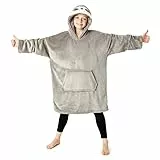 CityComfort Übergroße Hoodie Decke Kinder Fleece Oversize Kapuzenpullover Mädchen Teenager mit Sherpa-Futter und Kängurutasche Geschenk Ideen (Graues Faultier)