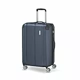 Travelite Hartschalenkoffer mittelgroß, erweiterbar, 4 Rollen, City, Trolley mit kratzfester Oberfläche, TSA Schloss, Dehnfalte, 68 cm, 78-86 Liter