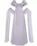 Fiamll Regency Kleid Damen Retro Viktorianisches Lang Kleider mit Stola und Handschuhen für Hochzeiten und Party L