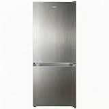 CHIQ Freistehender Kühlschrank mit Gefrierfach | Kühl-Gefrierkombination 114 cm Höhe, 47 cm Breit, 117L| 4 Sterne Gefrieren -24℃ | LED Litcht | Edelstahl Look, for Eigentumswohnungen, KMRF121LSE