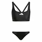 Adidas Damen 3 Stripes V-Back Bikini, Black/White, 46