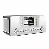 TechniSat DIGITRADIO 574 IR – Stereo-Internetradio (DAB+, FM, WLAN, Bluetooth-Audiostreaming, 4 Zoll Farbdisplay, USB, AUX in, Kopfhöreranschluss, Wecker, 10 Watt, App-/Fernbedienung) Silber