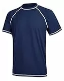 YuKaiChen Rashguard Herren Rash Vest UPF 50+ Rash Guards Kurzarm Badeshirt, marineblau, 4XL