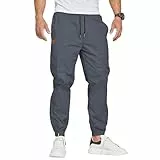 ZOXOZ Herren Chino Hose Jogginghose Sweatpants Cargohose Baumwolle Casual Freizeithose Elastische Taille mit Kordelzug Sporthose Herren mit Taschen Denim Blau XL