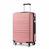 KONO Koffer Trolleys Handgepäck 55cm Leicht Hartschalenkoffer Reisekoffer mit 4 Rollen und TSA Schloss, 55x40x22cm, 39Liter, Zwillingsrollen Rollkoffer, ABS Hartschale (Rosegold, M)