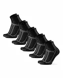 DANISH ENDURANCE Quarter Laufsocken, 5 Paar Knöchelhohe Sportsocken, Atmungsaktiv, Unisex, für Damen & Herren, Schwarz/Grau, 43-47