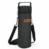 Kato Tirrinia Flaschentasche für 1 Flasche Kühltasche Isolierter Weintasche Tragbarer Weinkühltasche mit Riemen für Picknick Party BYOB Restaurant Weinprobe Schwarz 11×34 cm