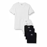 Amazon Essentials Herren Unterhemd Mit V-Ausschnitt, Atmungsaktiv, Baumwolle, 6er-Pack, Schwarz/Weiß, M