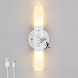 Lampop Wandleuchte Bewegungsmelder Induktion Wandlampe Akku Wandleuchte ohne Stromanschluss Kabellos Innen Wandleuchte mit Bewegungsmelder für Schlafzimmer Flur Treppenhaus Warmweiß Weiß