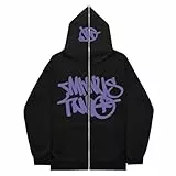 Minus Two Zipper Hoodie Y2K | Oversized Hoodies Tracksuit Y2K Herren | Hip Hop Paare Pullover Sportbekleidung | Streetwear Trainingsanzüge mit Taschen und Buchstaben, Durchgehendem Reißverschluss