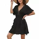 Justay Comf Sommerkleid Strandkleid V-Ausschnitt Strandmode Bikini Cover Up Strandkleider Damen Mode Strandponcho